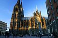 Cologne Cathedral, seen from the side in a setting sun